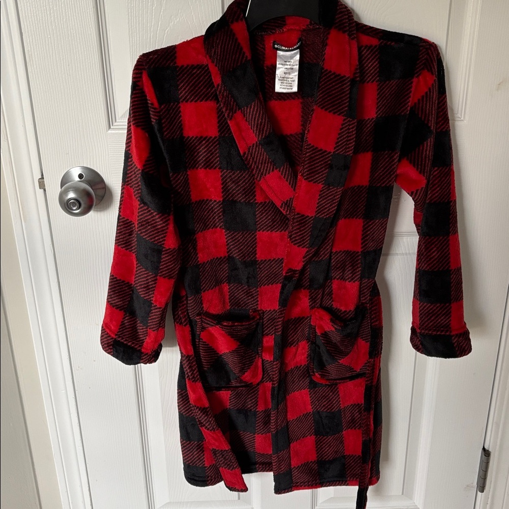 Plaid Kids Pajama Robe in Red and Black Plaid